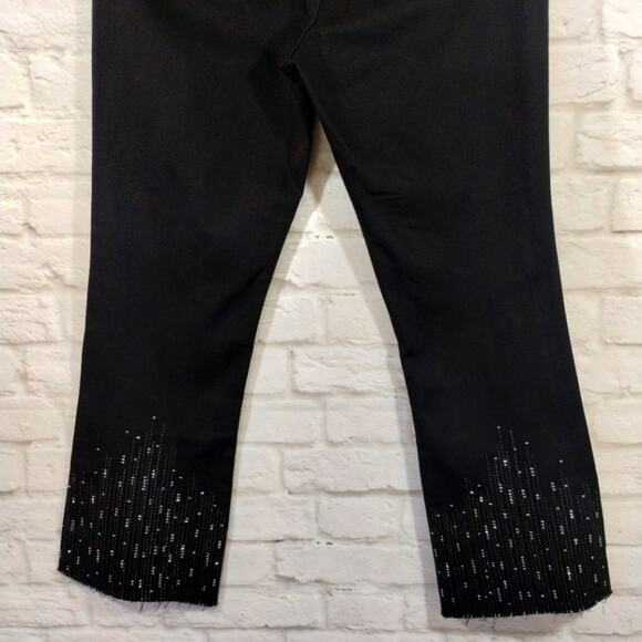 E Sanctuary Denim Black Embellished Connector Kick Cropped Jeans NWT Size 30 - Picture 9 of 13